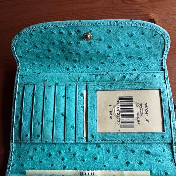 NWT Dooney & Bourke Seafoam Green Leather Ostrich Continental Clutch - Picture 10 of 12